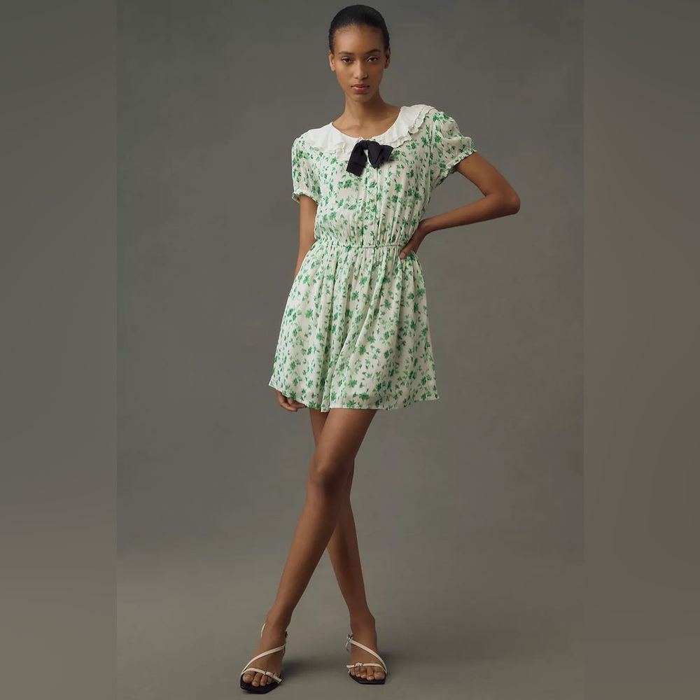 Anthropologie Maeve Short-Sleeve Collared Mini Dress